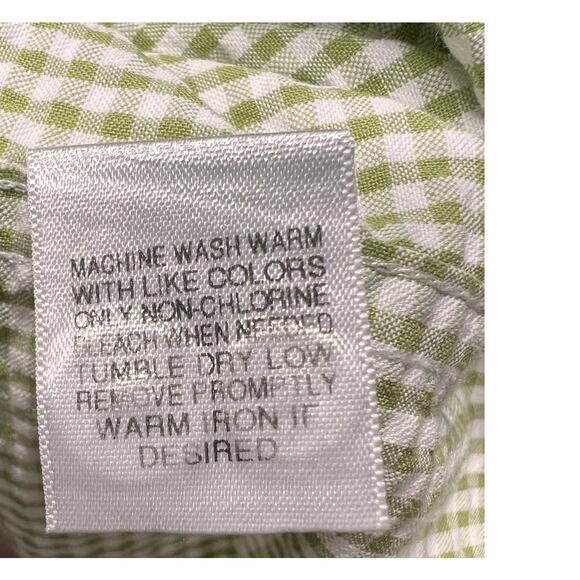 Roundtree & Yorke Shirt Mens 2XB-Green White Checked Seersucker Short Sleeve BD - Picture 5 of 6